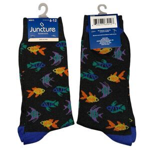 1x Juncture Mens Crew Socks Fish Size 6-12